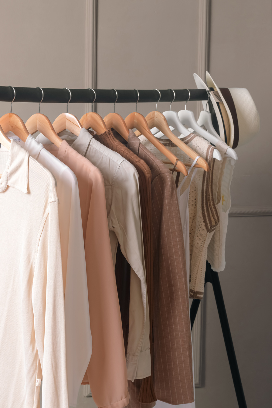 Neutral Clothes in a Rack